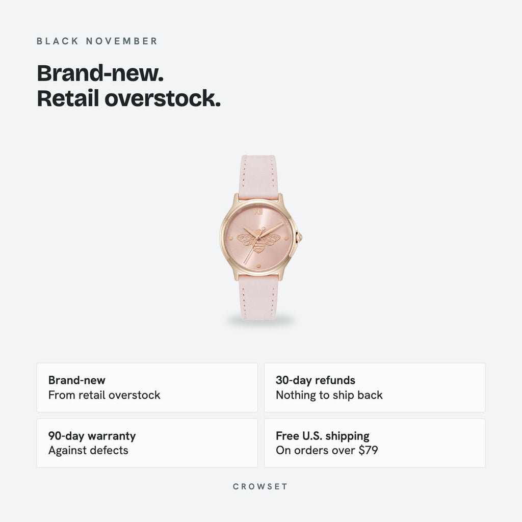Women's 30mm Pink Dial Watch, Leather Strap, details