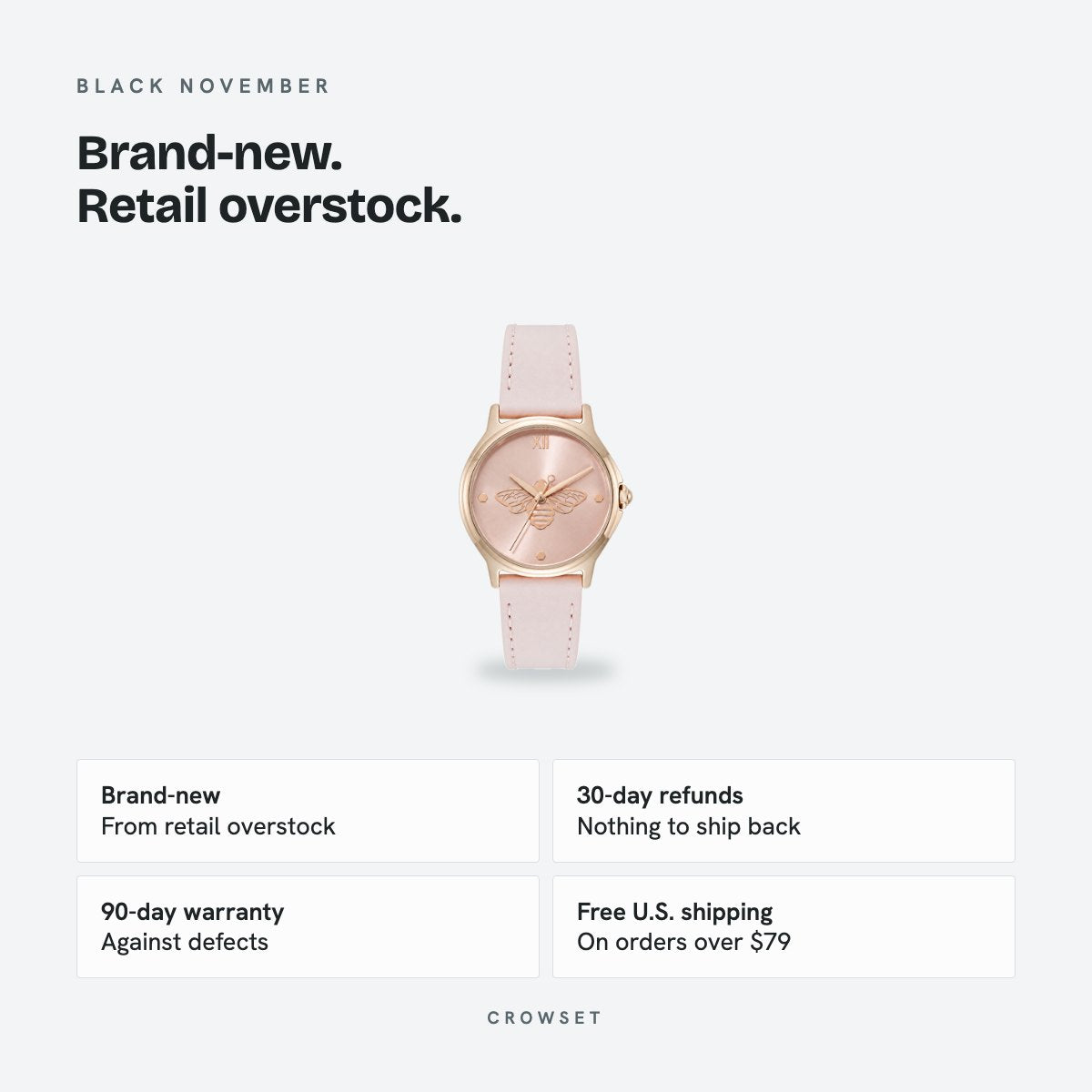 Women's 30mm Pink Dial Watch, Leather Strap, details