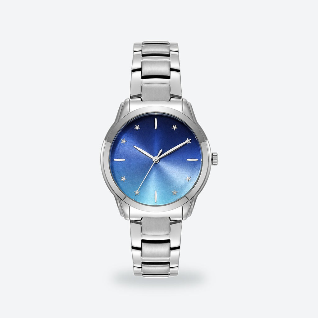 Women's 36mm Pink Dial Watch, Blue dial / Silver-tone