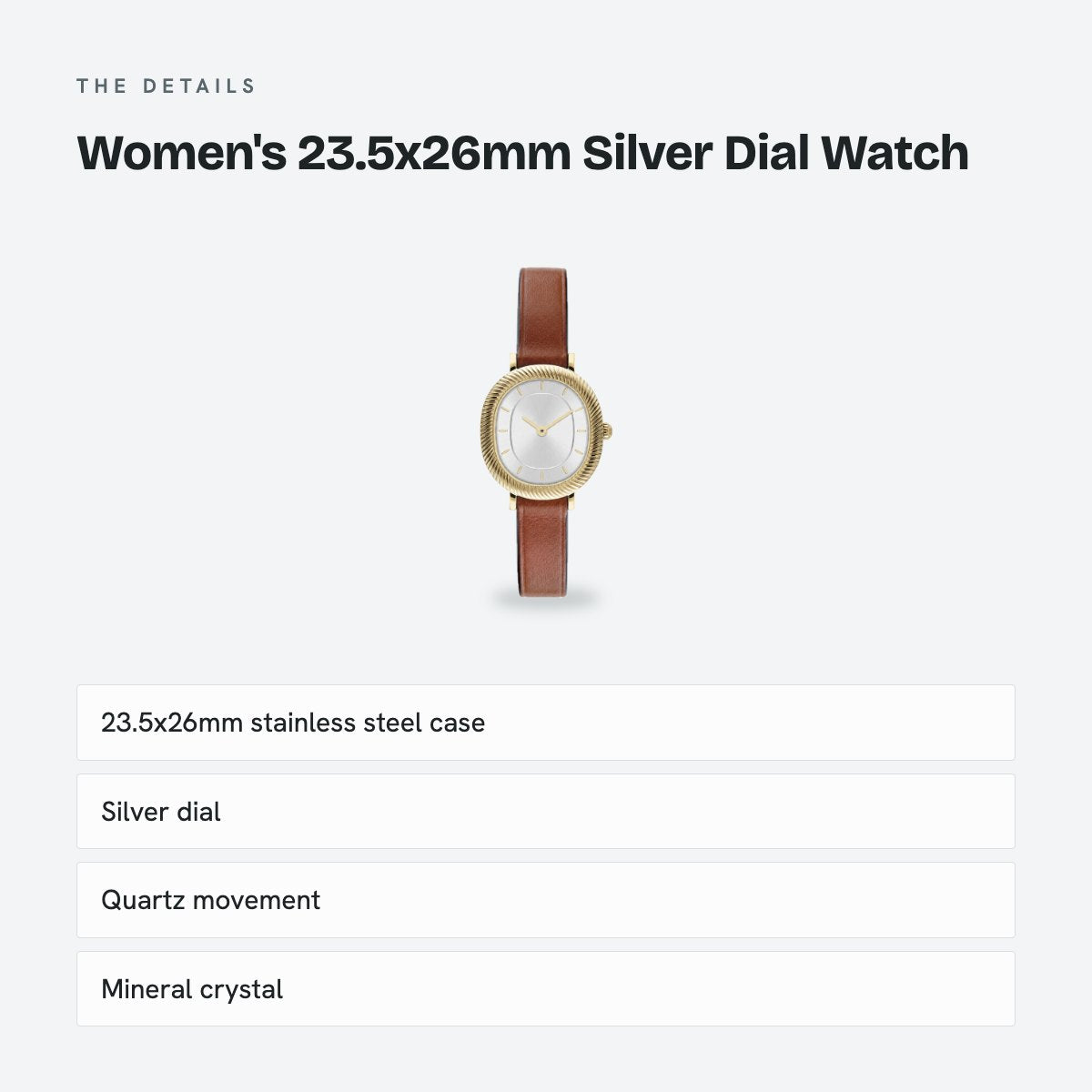 Women's 23.5x26mm Silver Dial Watch, details