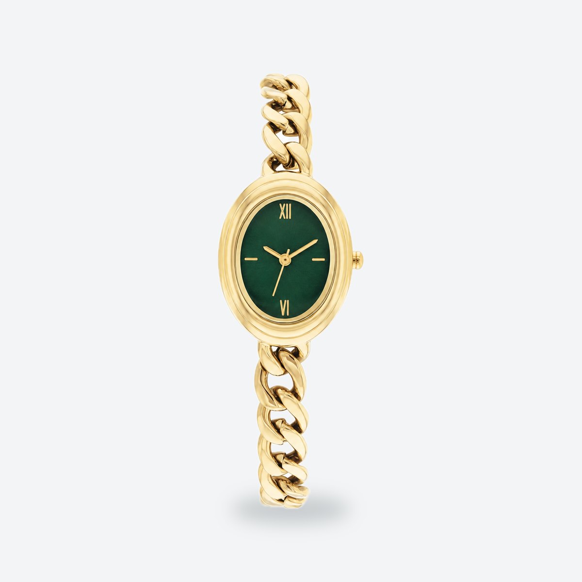 Women's 27x19.7mm Blue Dial Watch, Green dial / Gold-tone