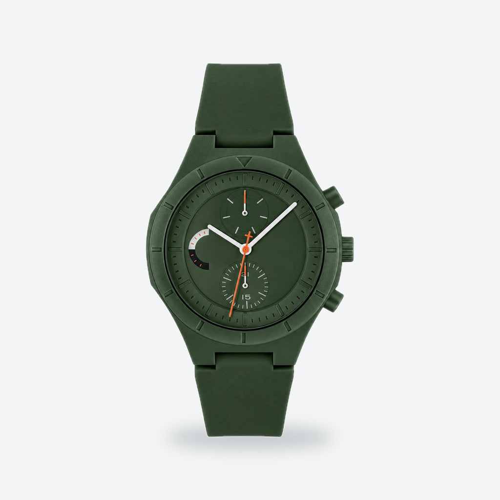 Men's 44mm White Dial Watch, Green dial / Green