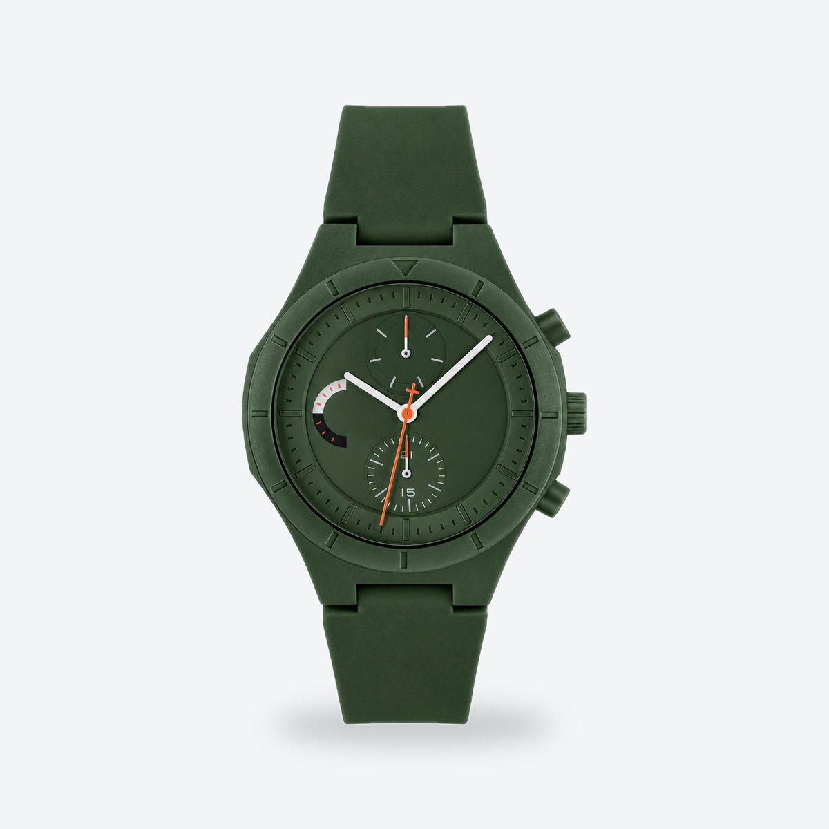 Men's 44mm White Dial Watch, Green dial / Green