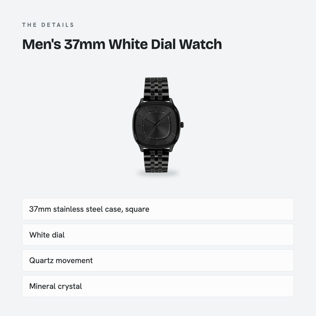 Men's 37mm White Dial Watch, details