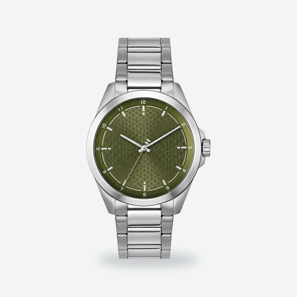 Men's 41mm Green Dial Watch, Steel Bracelet, Green dial / Silver-tone