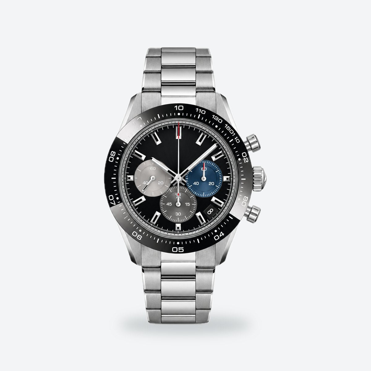 Men's 41mm Automatic Chronograph Watch, Ceramic Bezel, White Dial, Black dial