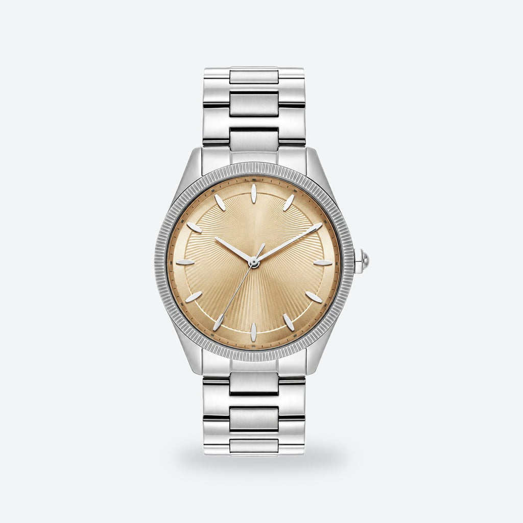Women's 38mm Black Dial Watch, Rose gold dial / Silver-tone