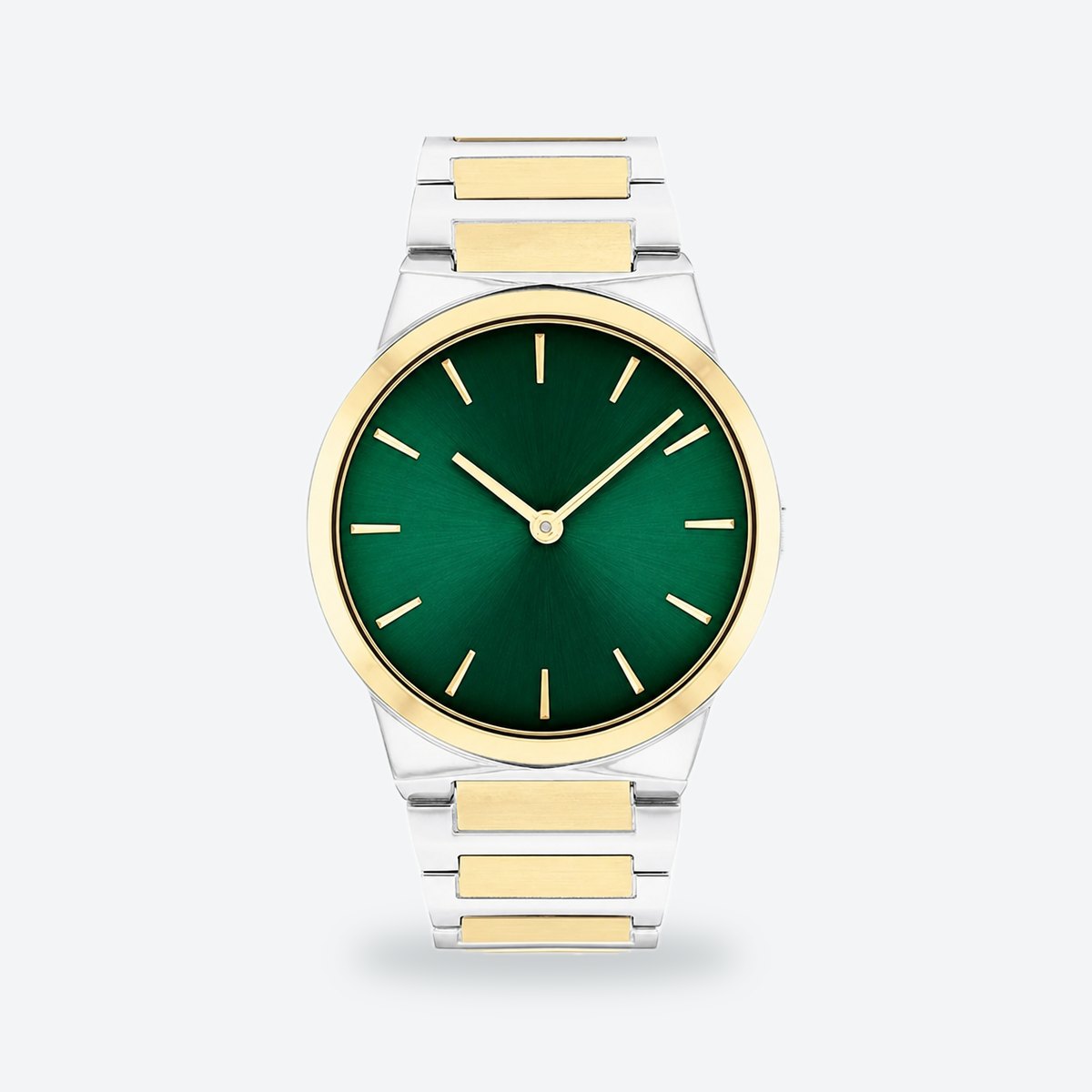 Women's 36mm Silvery White Dial Watch, Green dial / Two-tone