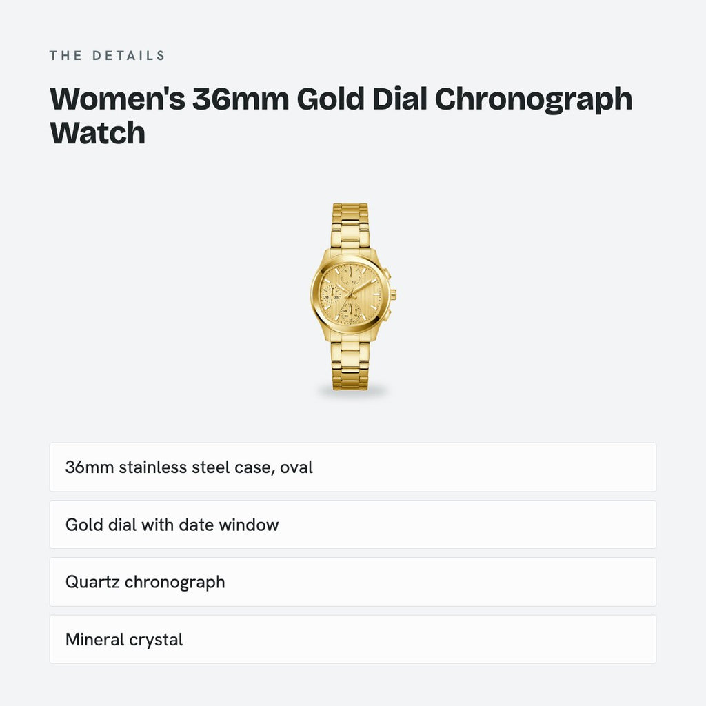Women's 36mm Gold Dial Chronograph Watch, details