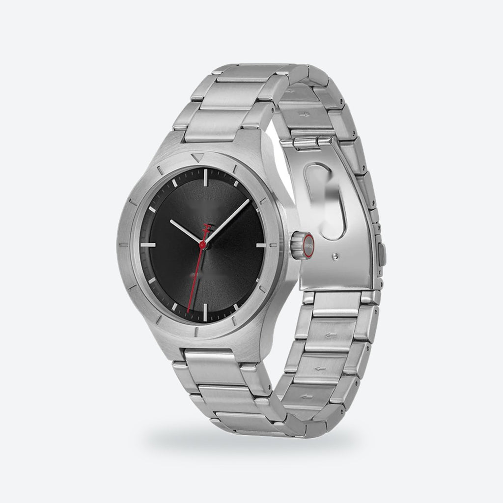 Men's 42mm Black Dial Watch, Steel Bracelet, view 3