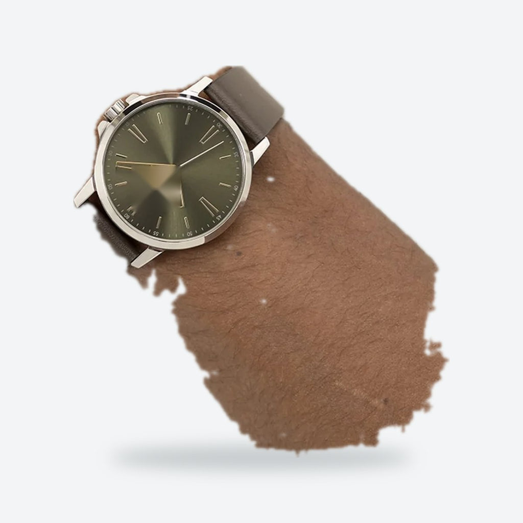 Men's 41mm Green Dial Watch, Leather Strap, view 2