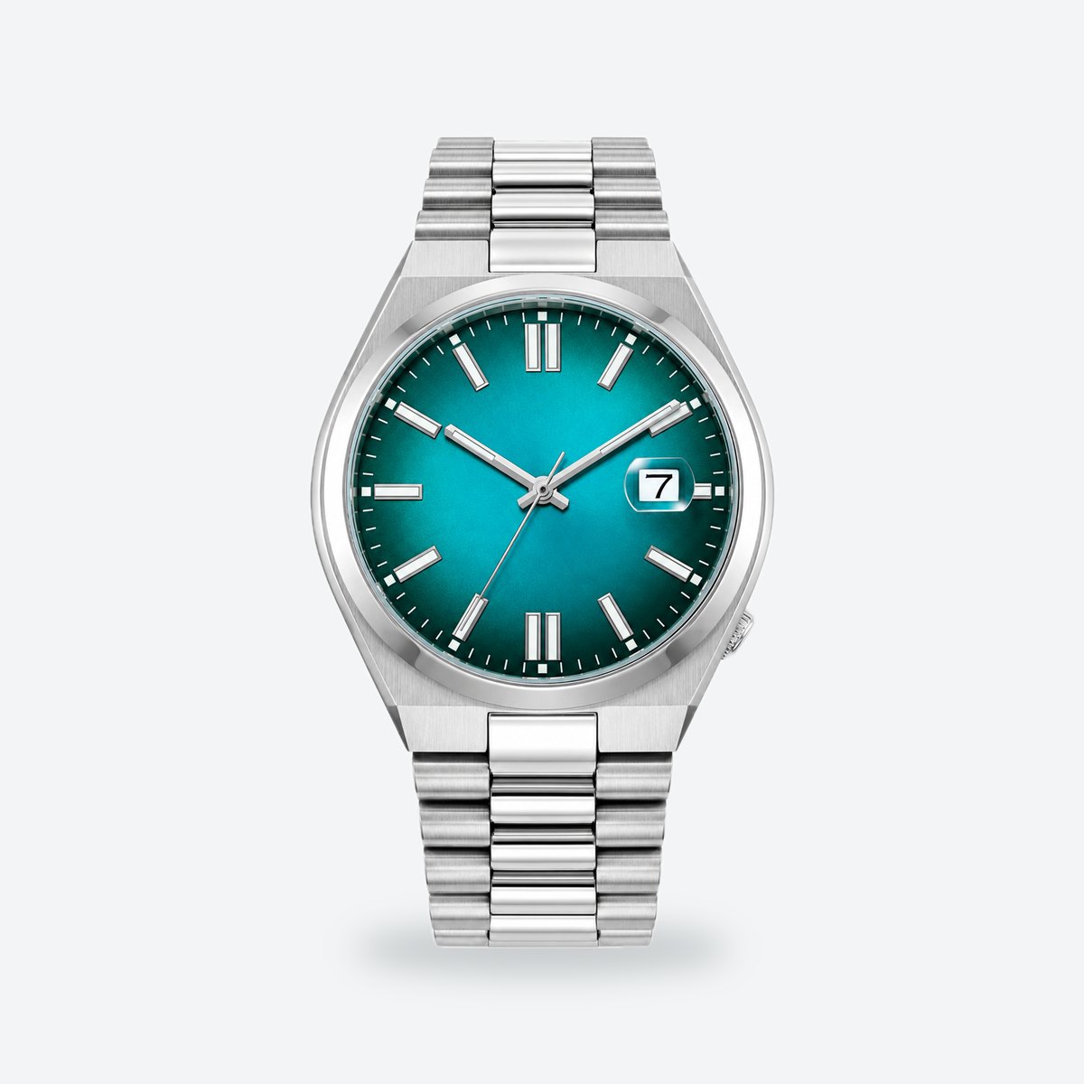 Men's 40mm Red Dial Automatic Watch, Teal dial / Silver-tone