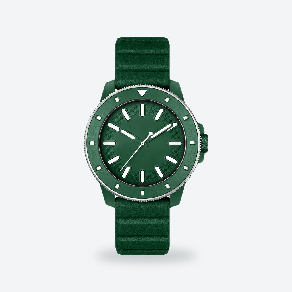 Men's 43mm White Dial Watch, Green dial / Green