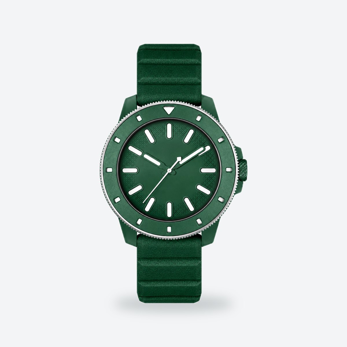 Men's 43mm White Dial Watch, Green dial / Green