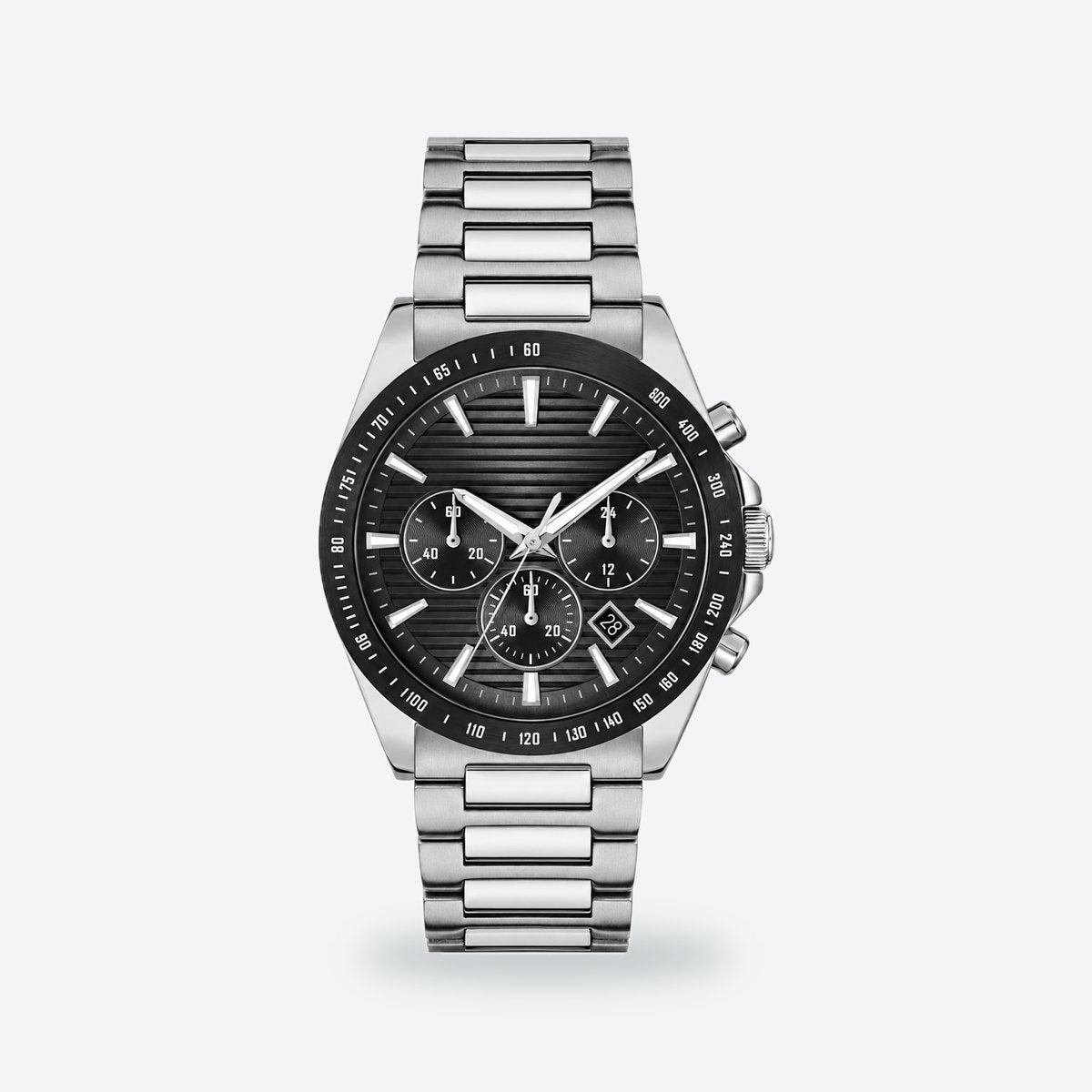 Men's 41mm Black Dial Watch, Steel Bracelet, Silver-Tone, Black dial / Silver-tone
