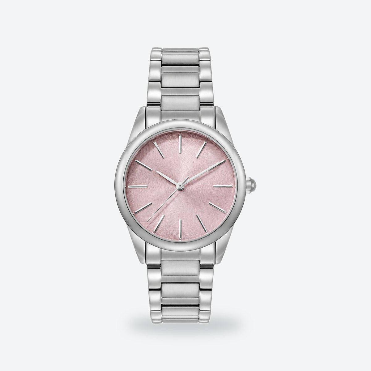 Women's 34mm Blue Dial Watch, Steel Bracelet, Lilac dial / Silver-tone