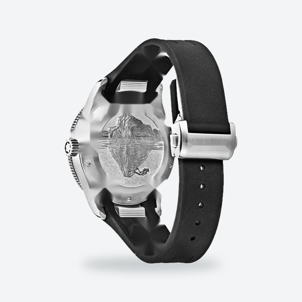 Men's 38mm Black Dial Automatic Watch, Rubber Strap, view 6