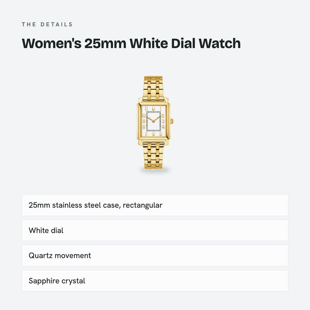 Women's 25mm White Dial Watch, details