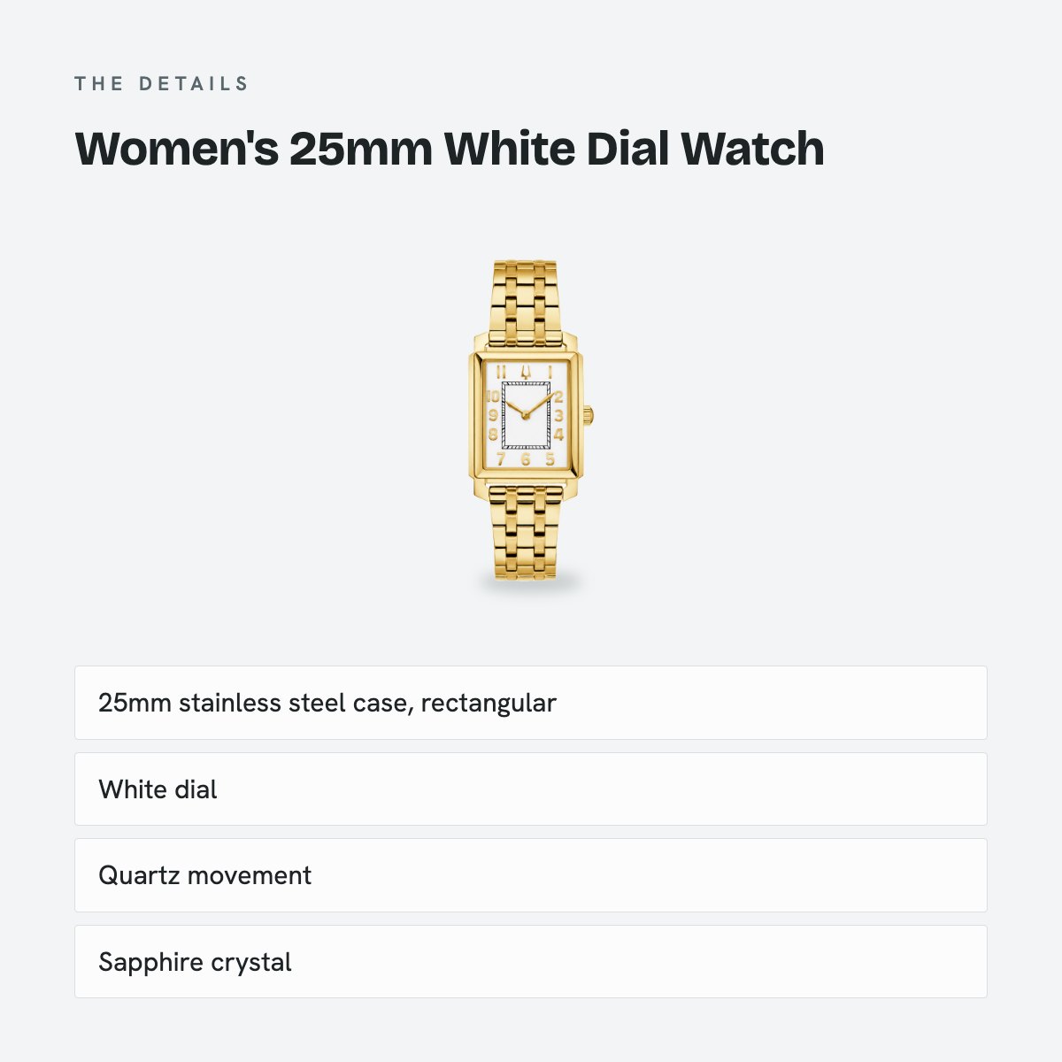 Women's 25mm White Dial Watch, details