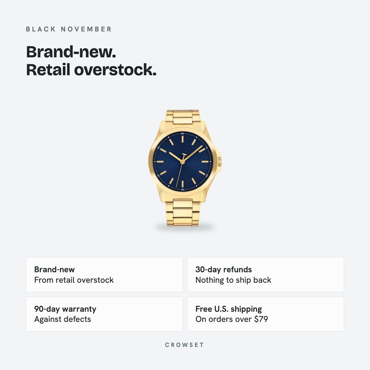 Men's 43mm Blue Dial Watch, Steel Bracelet, Gold-Tone, details