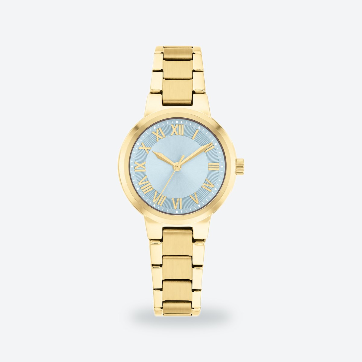 Women's 28mm White Dial Watch, Steel Bracelet, Style 2, Blue dial / Gold-tone