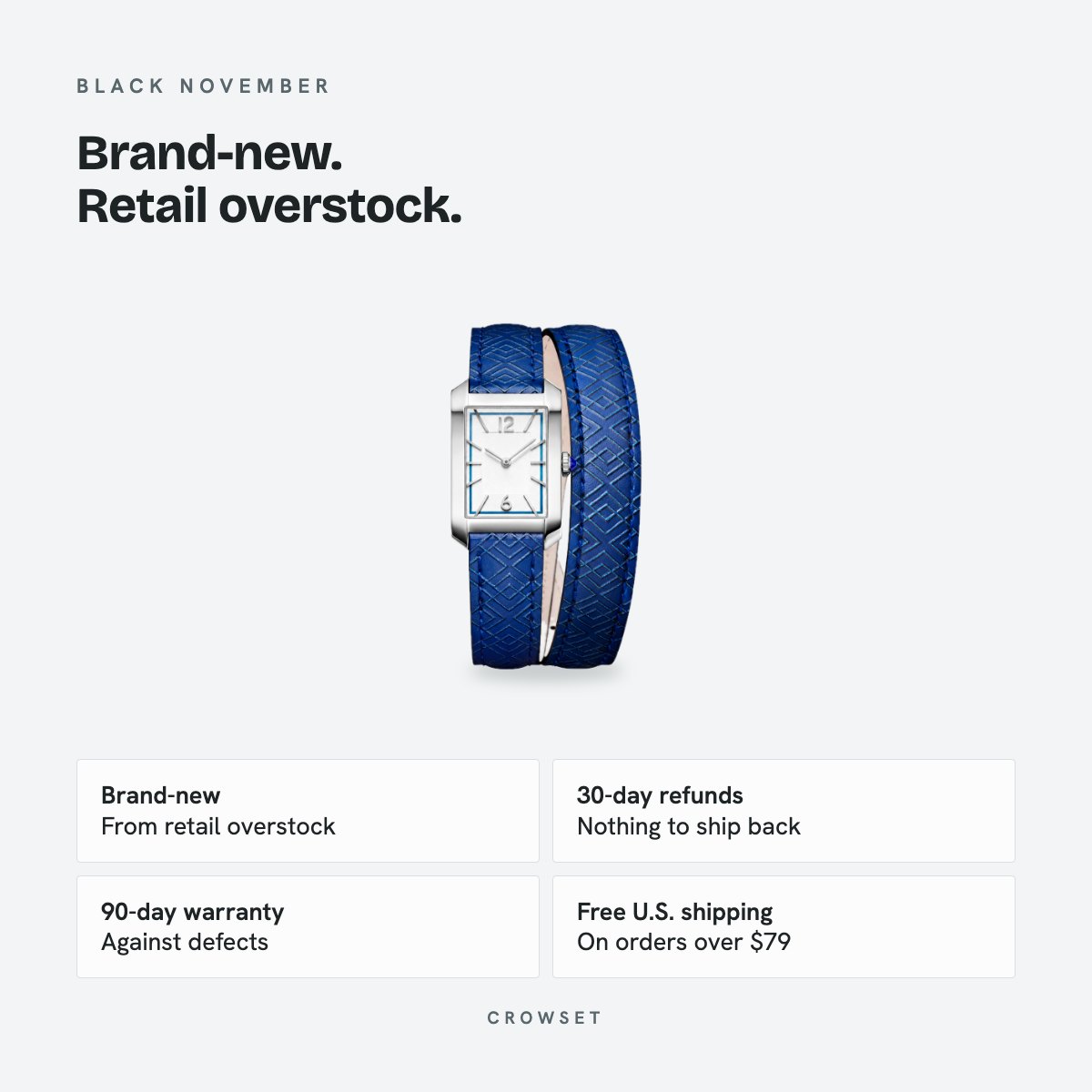 Women's 35mm Blue Dial Watch, Leather Strap, details