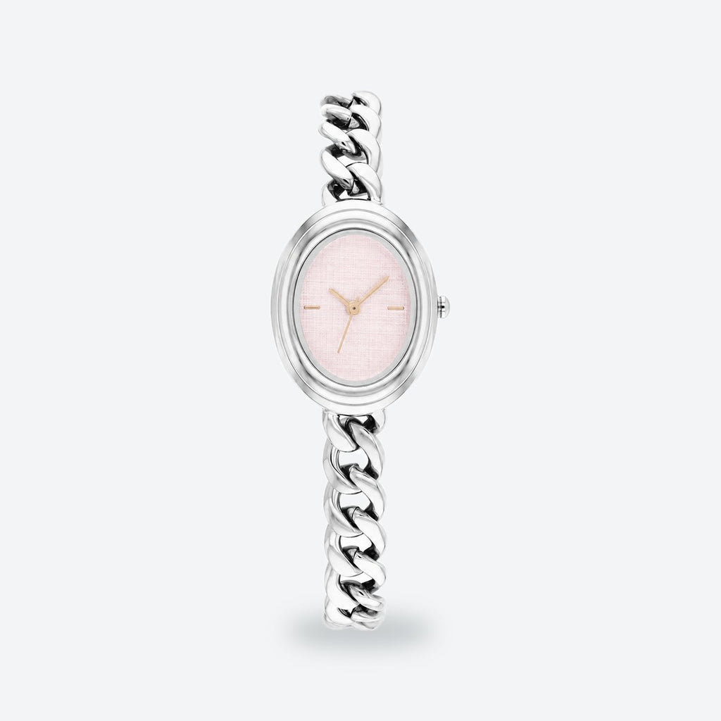 Women's 27x19.7mm Blue Dial Watch, Pink dial / Silver-tone