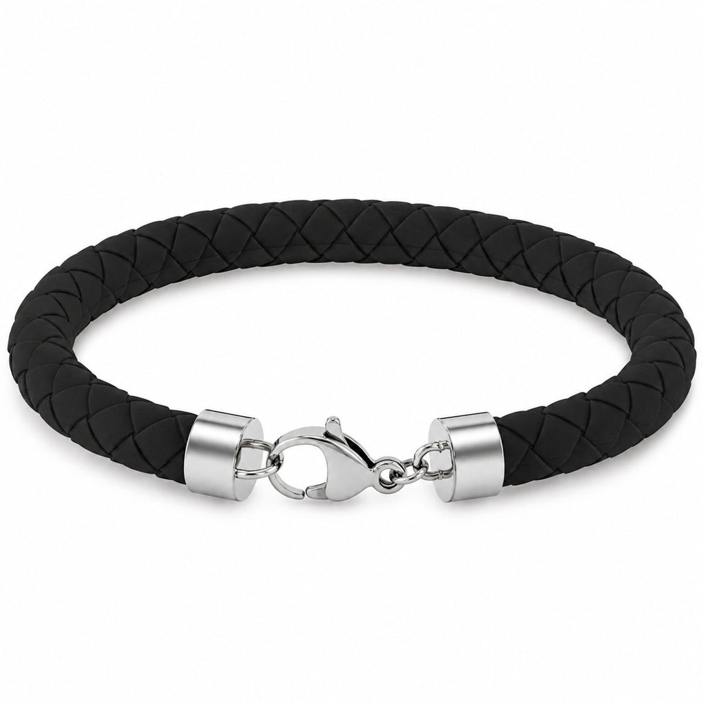 Men's Black Silicone Bracelet, view 1