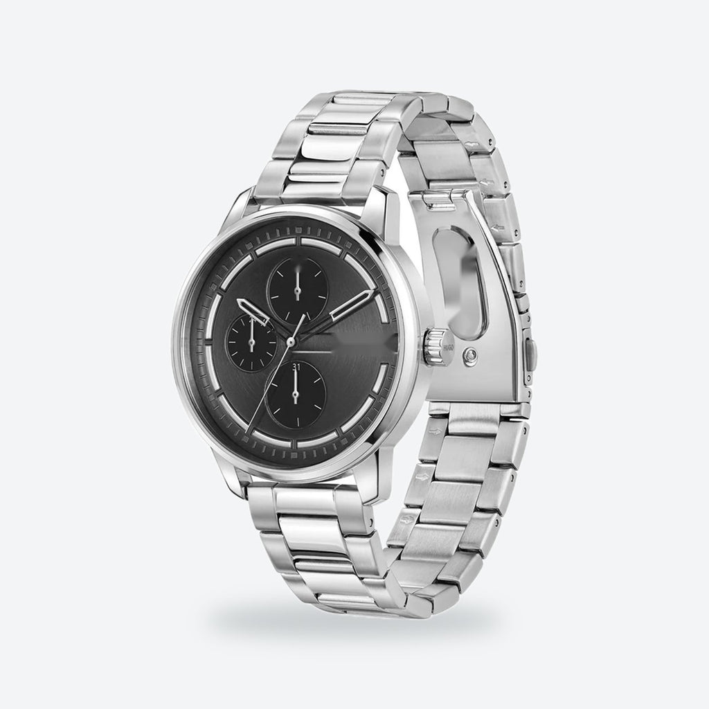Men's 44mm Black Dial Watch, Metal Bracelet, view 3