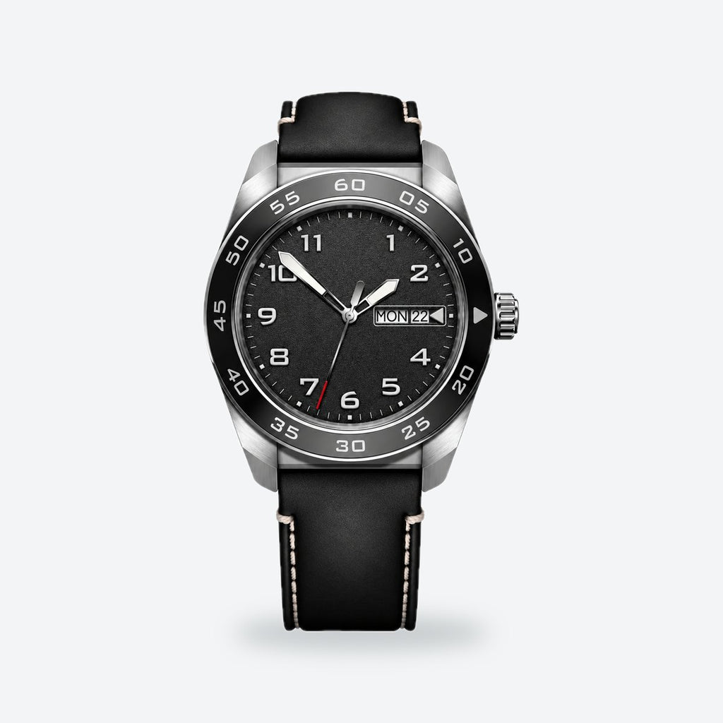 Men's 42mm Blue Dial Watch, Black dial / Black