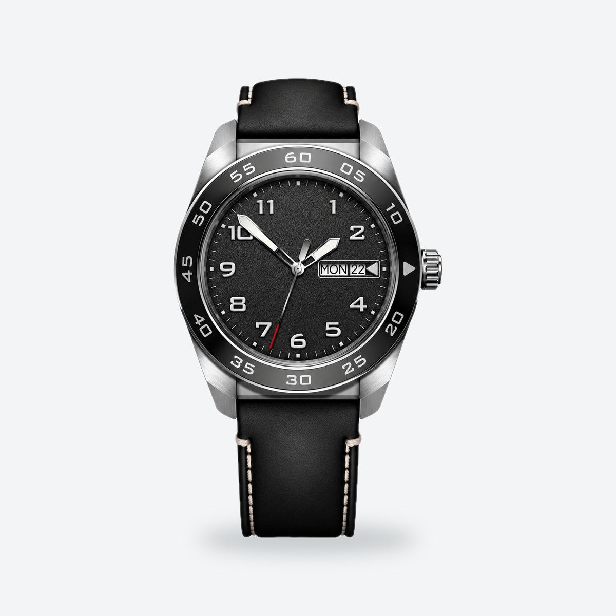 Men's 42mm Blue Dial Watch, Black dial / Black