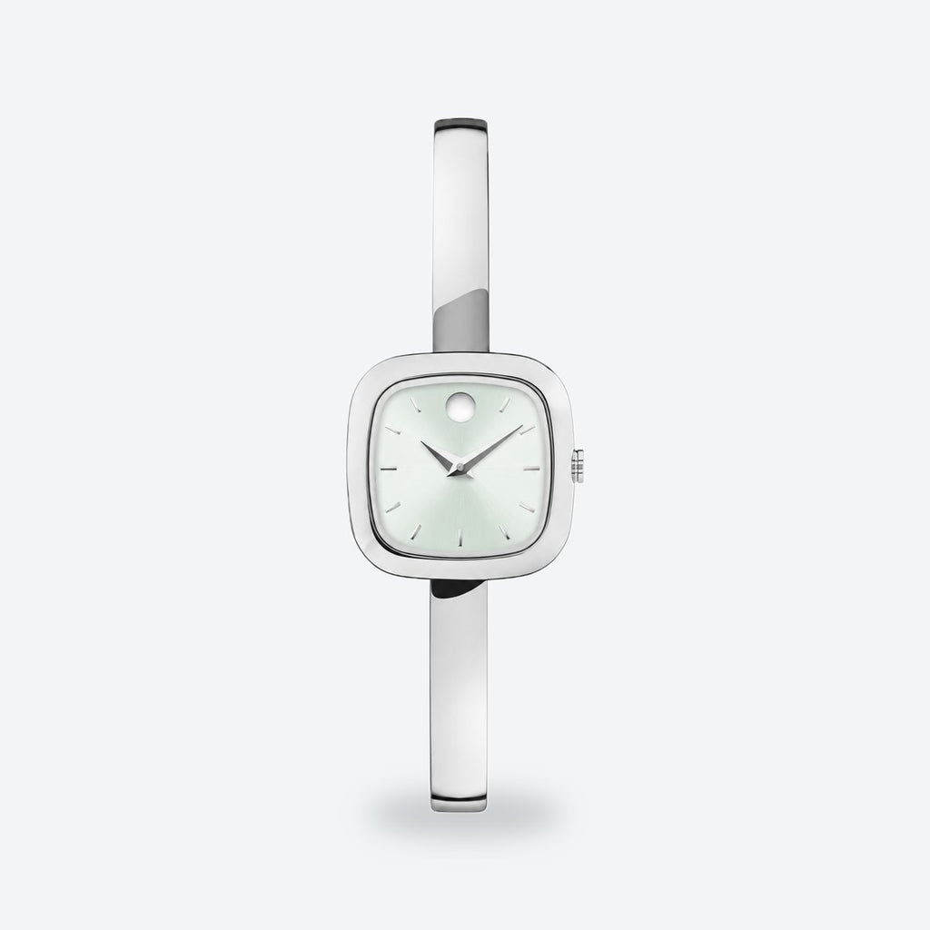Women's 21mm White Dial Watch, Green dial / Silver-tone