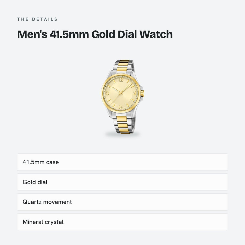 Men's 41.5mm Gold Dial Watch, details