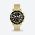 Men's 44mm Black Dial Chronograph Watch, Black dial / Gold-tone