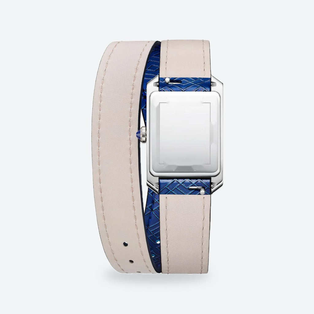 Women's 35mm Blue Dial Watch, Leather Strap, view 3
