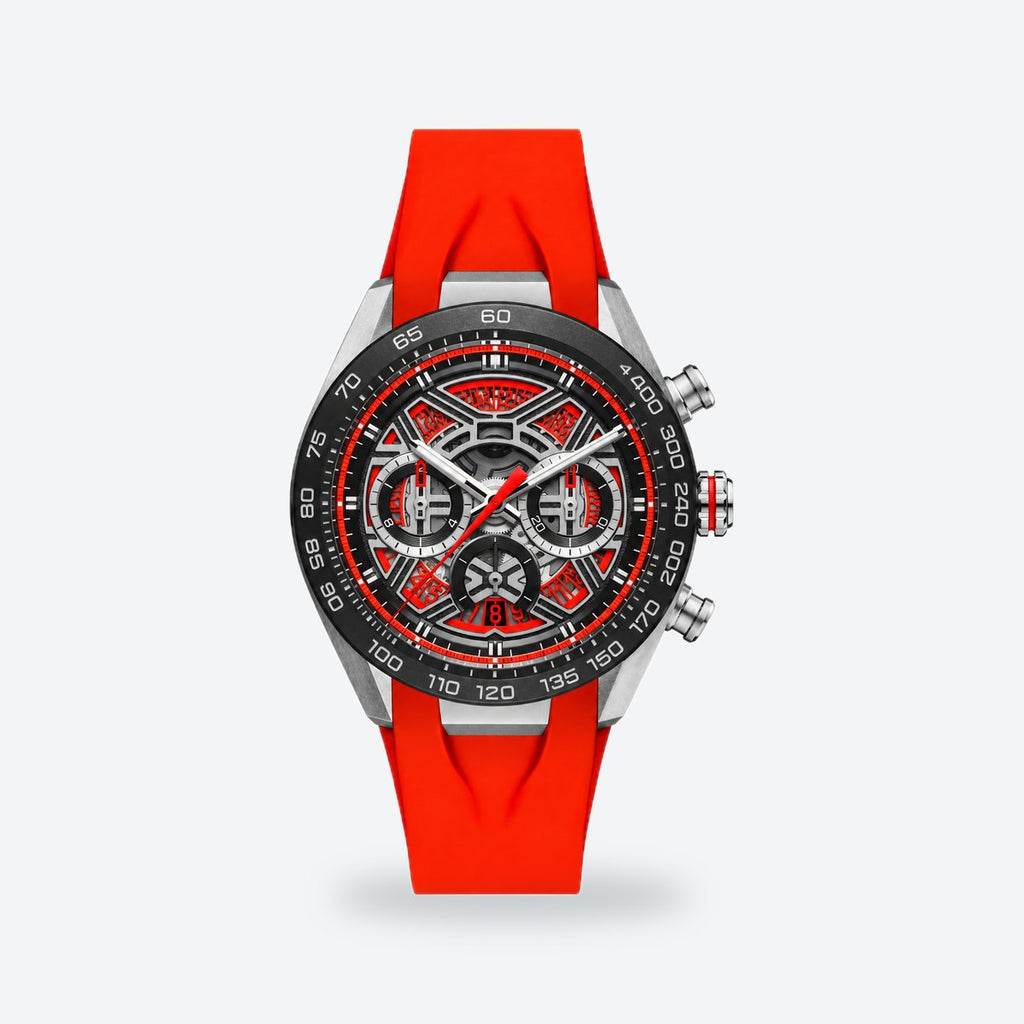 Men's 44mm Orange Dial Chronograph Watch, Orange dial / Orange