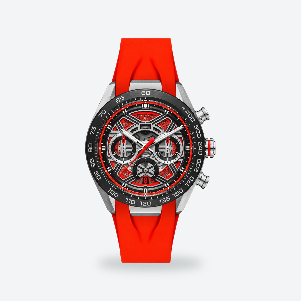 Men's 44mm Orange Dial Chronograph Watch, Orange dial / Orange