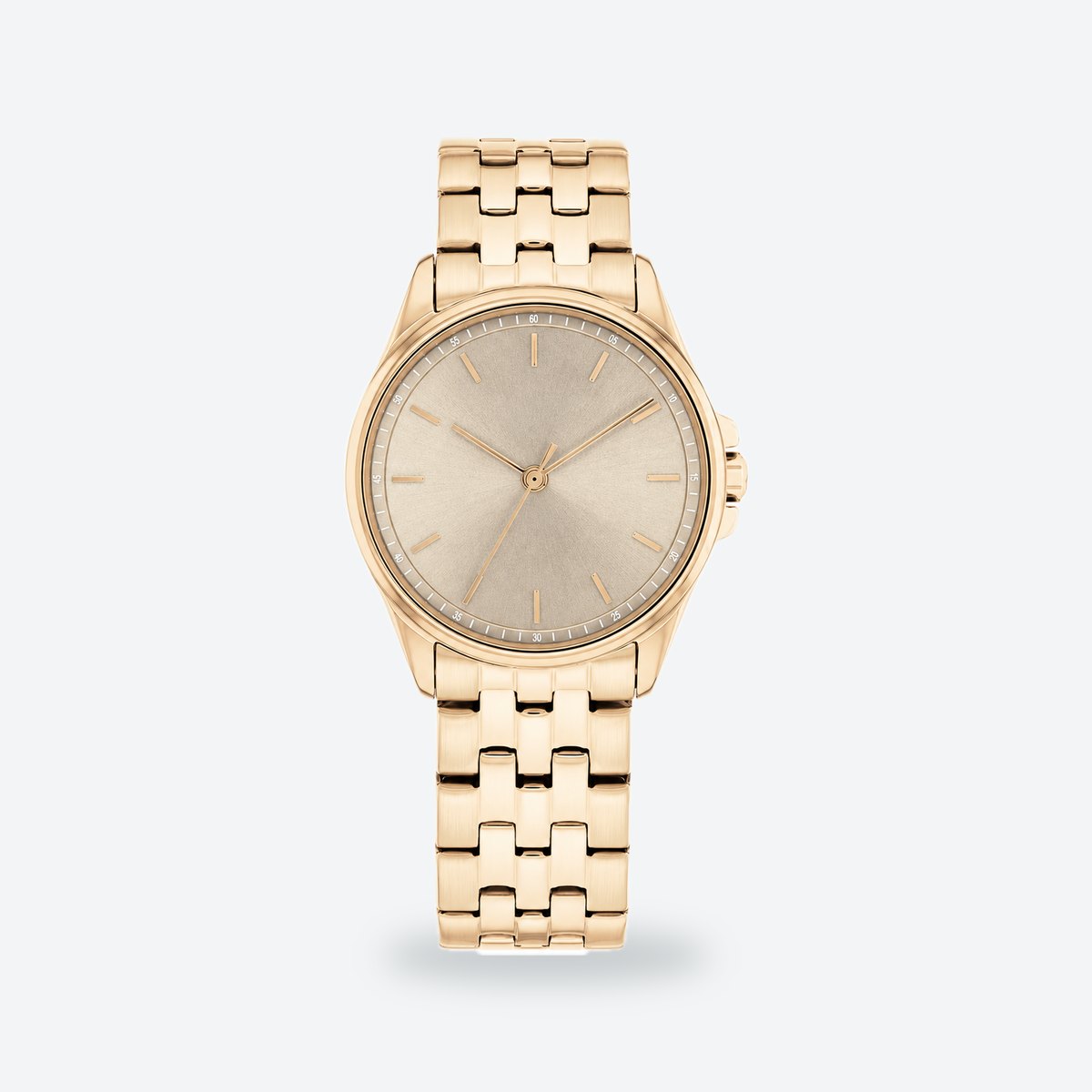 Women's 30mm Pink Dial Watch, Steel Bracelet, Greyish brown dial / Rose gold-tone