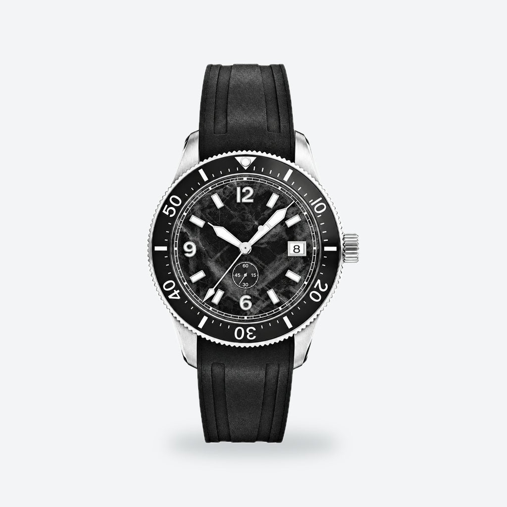 Men's 38mm Black Dial Automatic Watch, Rubber Strap, photo