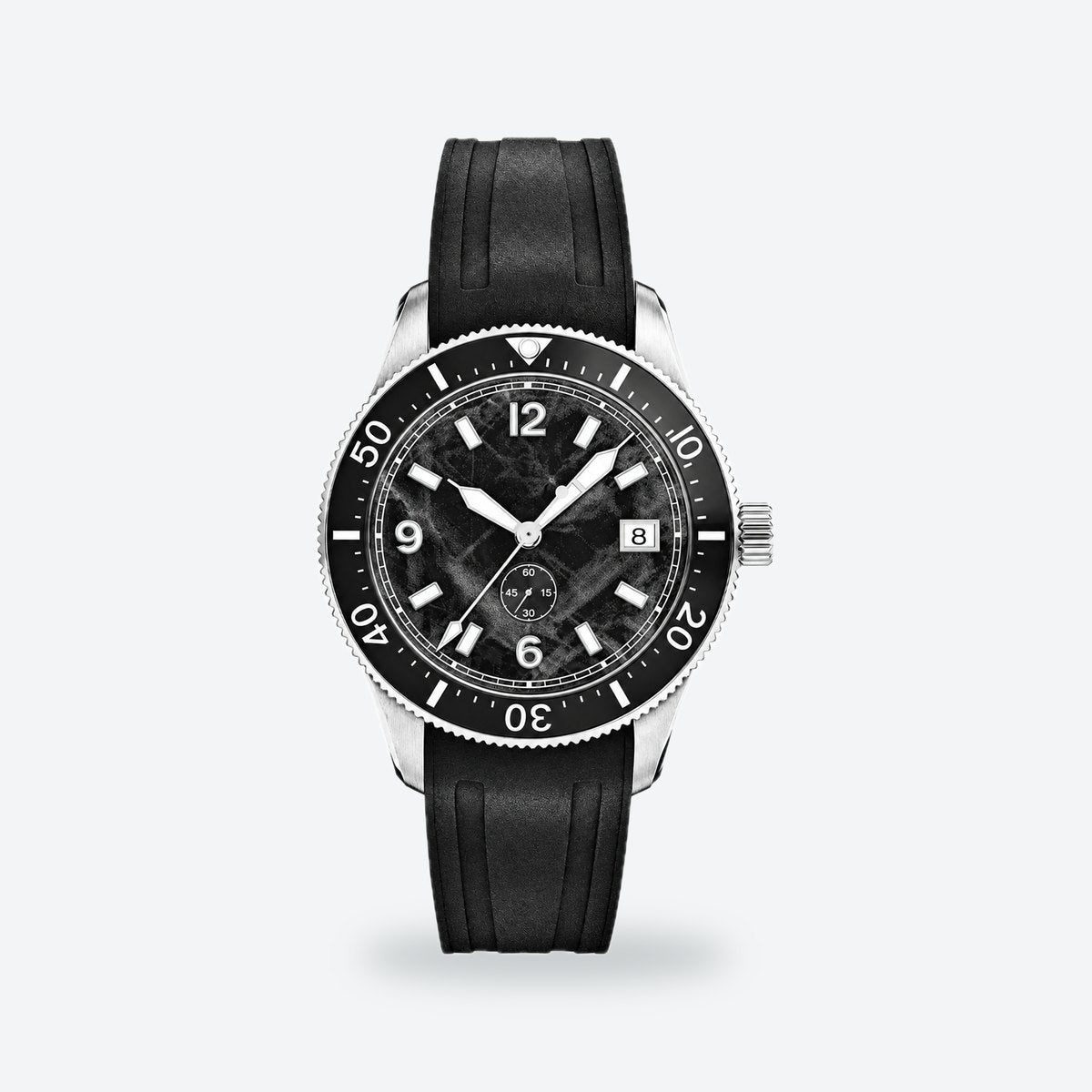 Men's 38mm Black Dial Automatic Watch, Rubber Strap, photo