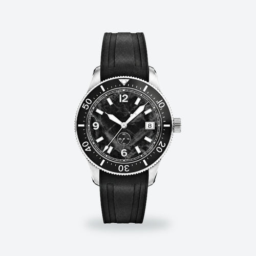 Men's 38mm Black Dial Automatic Watch, Rubber Strap, photo