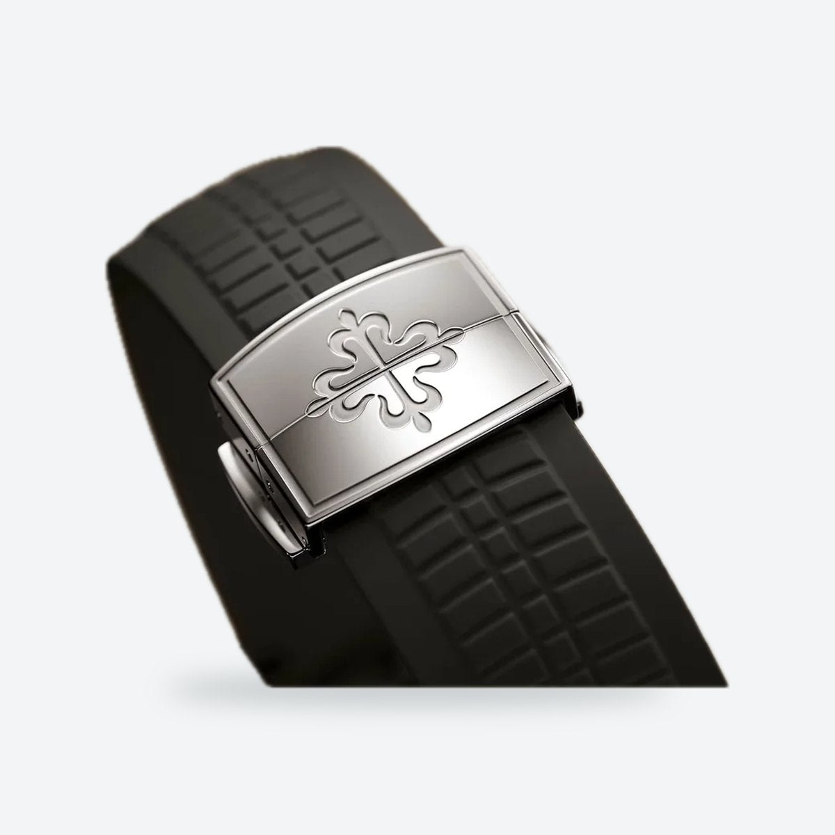 Men's 40.8mm Automatic Steel Watch, Embossed Dial, Rubber Strap, Charcoal gray Dial, view 6