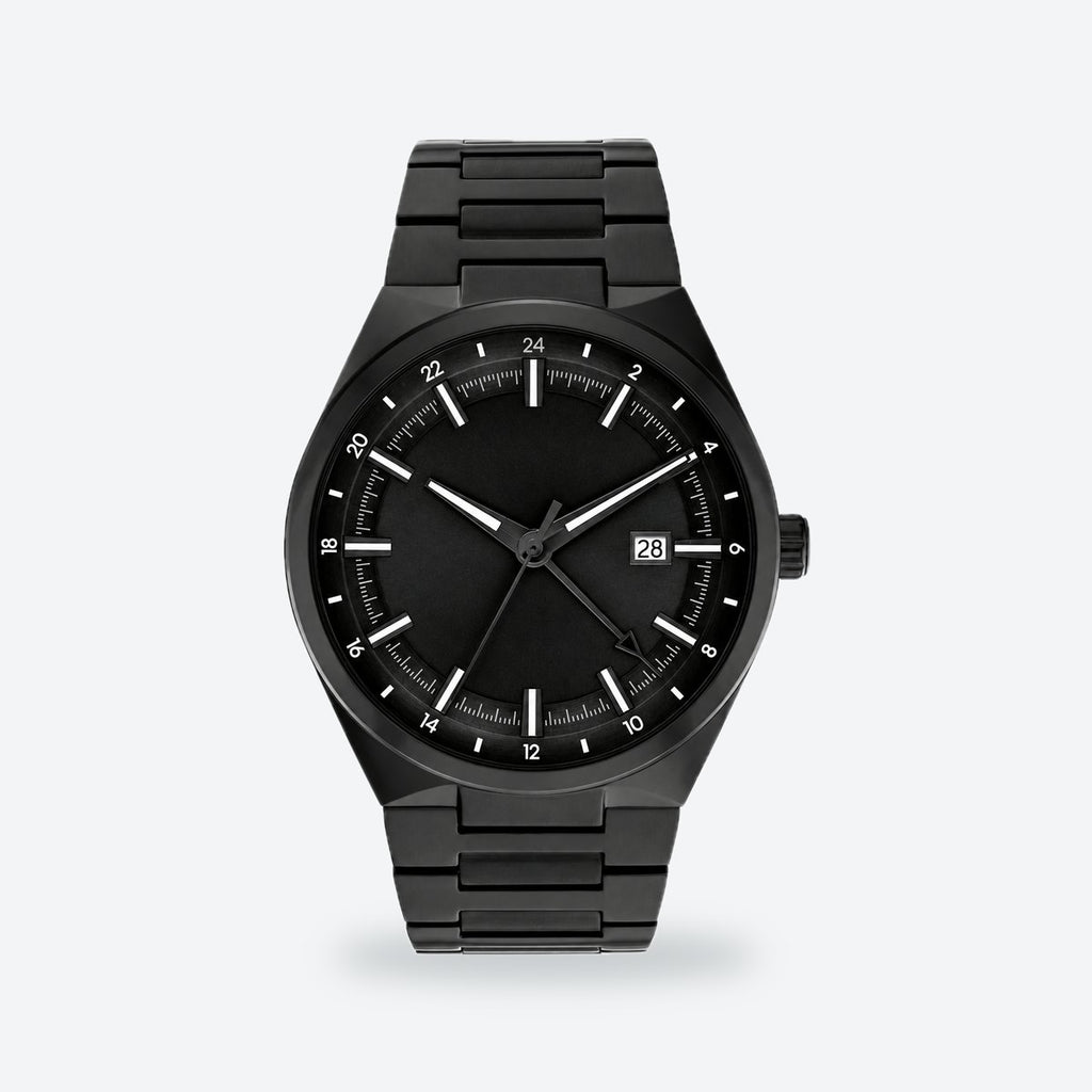Men's 44mm Green Dial Watch, Black dial / Black