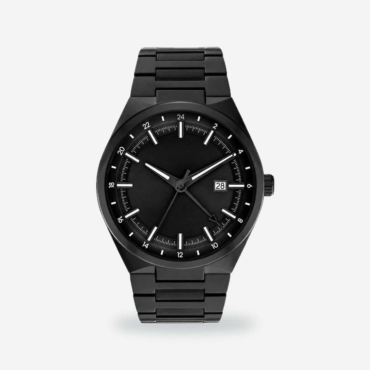Men's 44mm Green Dial Watch, Black dial / Black