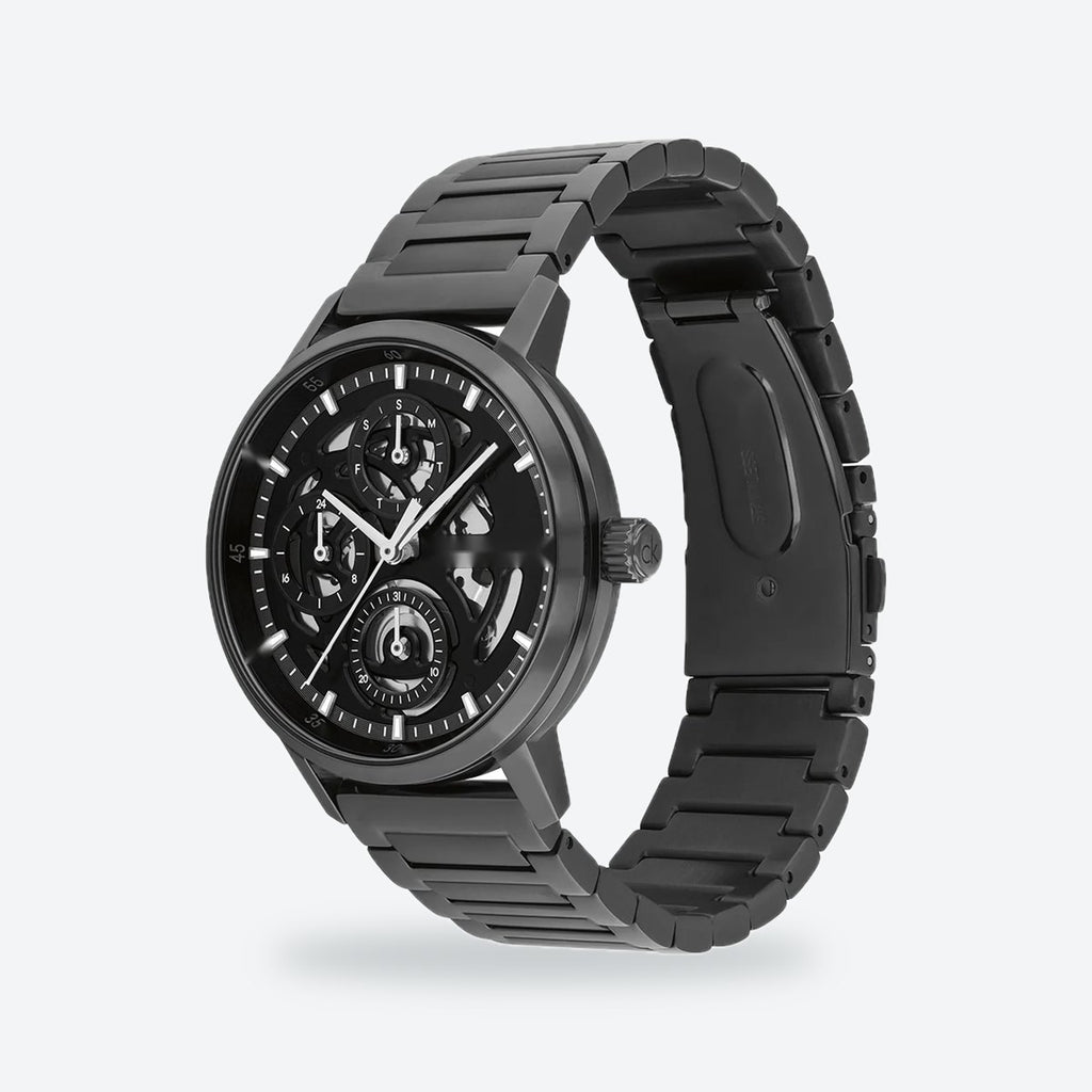 Men's 41mm Black Dial Watch, Steel Bracelet, view 4