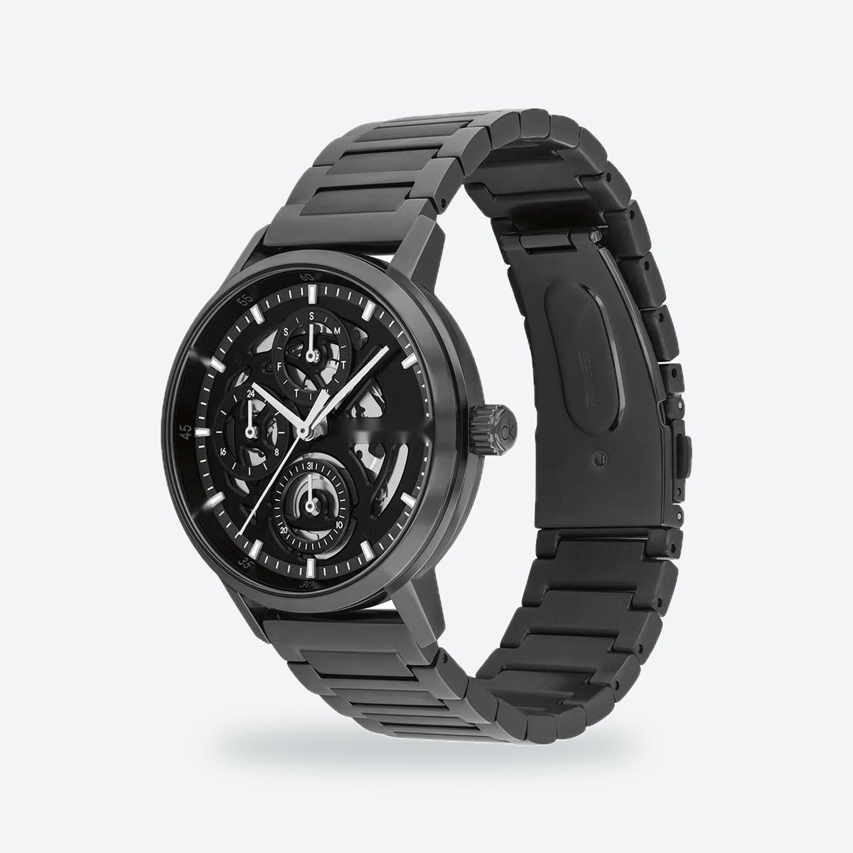 Men's 41mm Black Dial Watch, Steel Bracelet, view 4