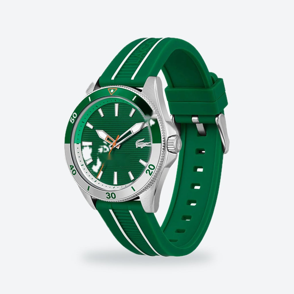 Men's 43mm Green Dial Watch, Rubber Strap, view 3