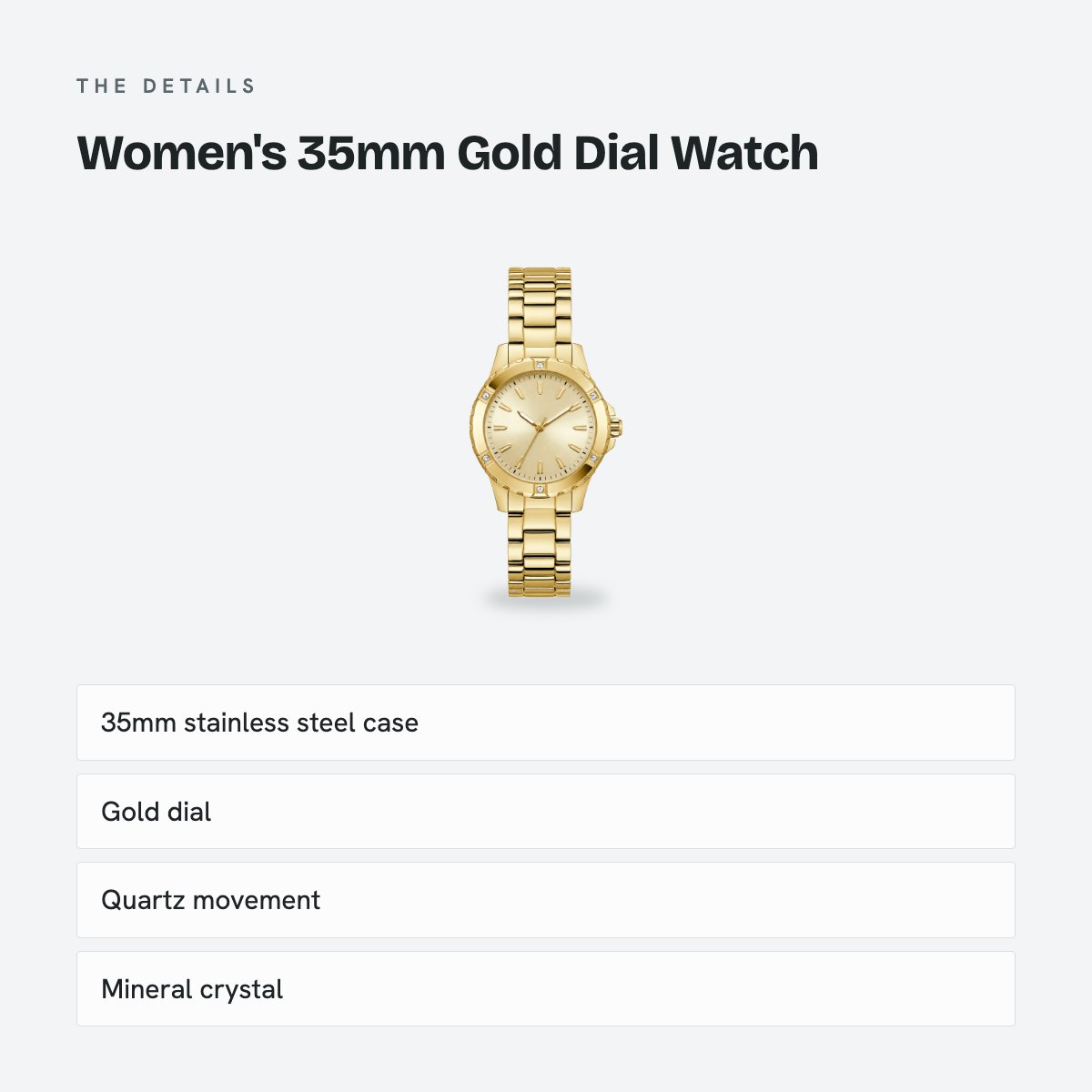 Women's 35mm Gold Dial Watch, details
