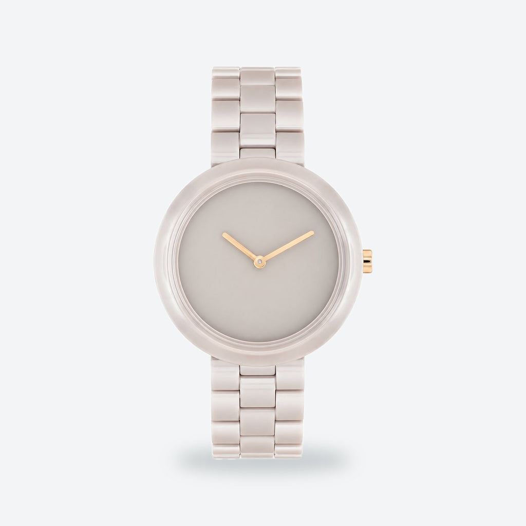 Women's 34mm Blue Dial Watch, Steel Bracelet, Style 2, Beige dial / Beige