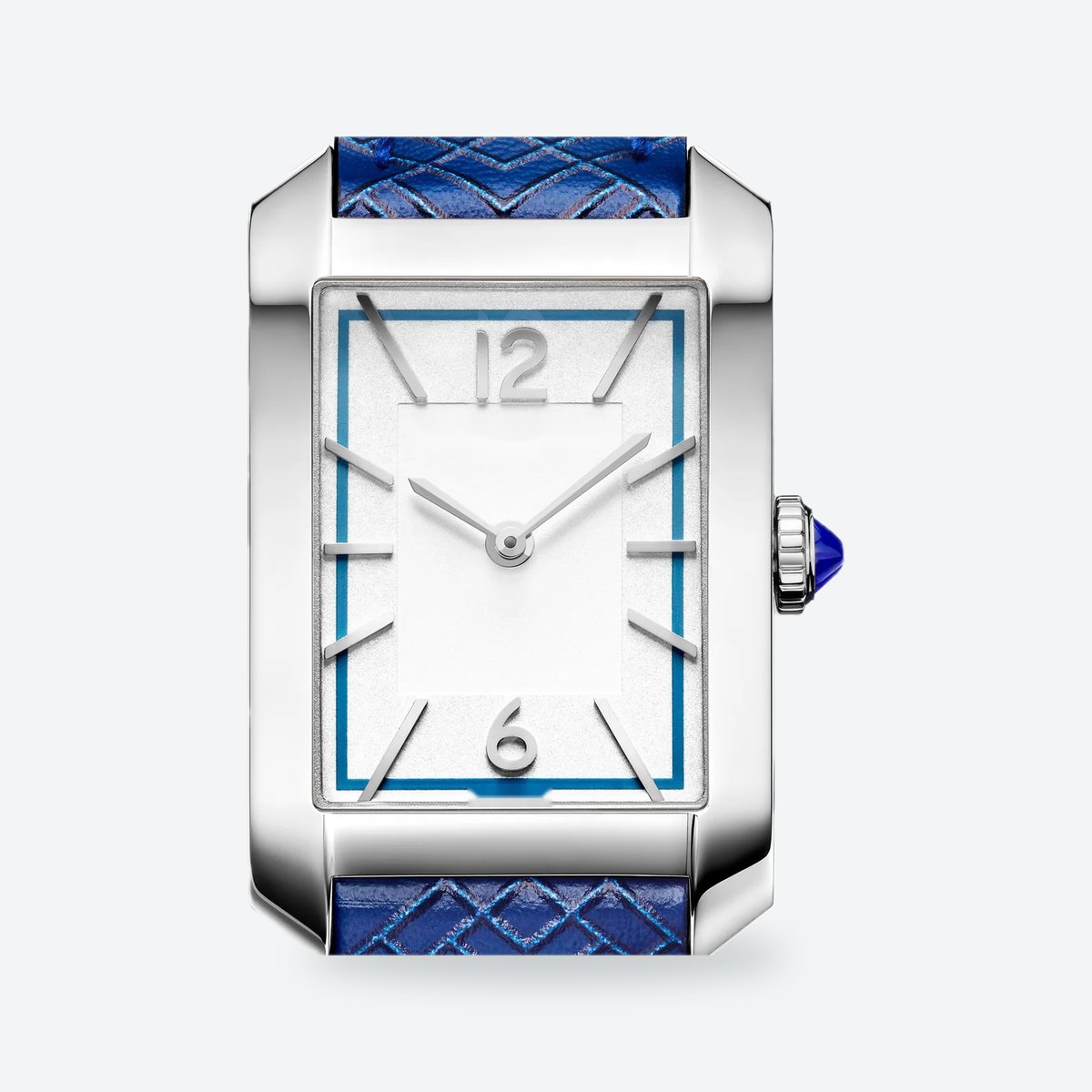 Women's 35mm Blue Dial Watch, Leather Strap, view 2
